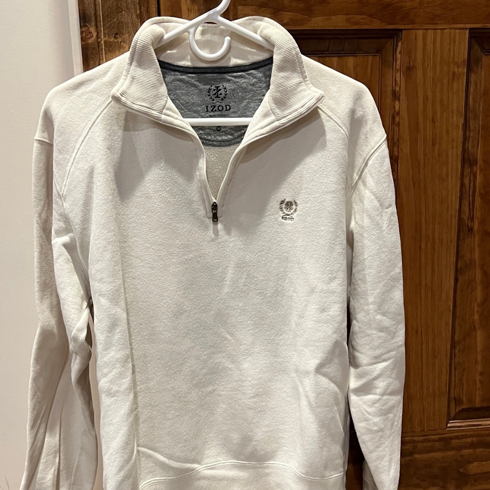 Izod Men's Cream Zip-Up Sweater